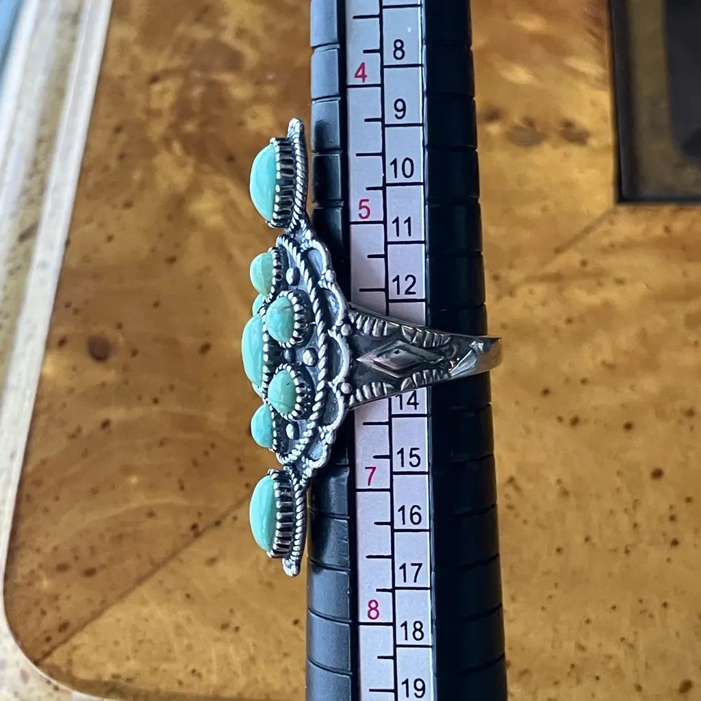 Nevada Turquoise Sterling Silver Statement Ring Size 6 Blue - Image 8