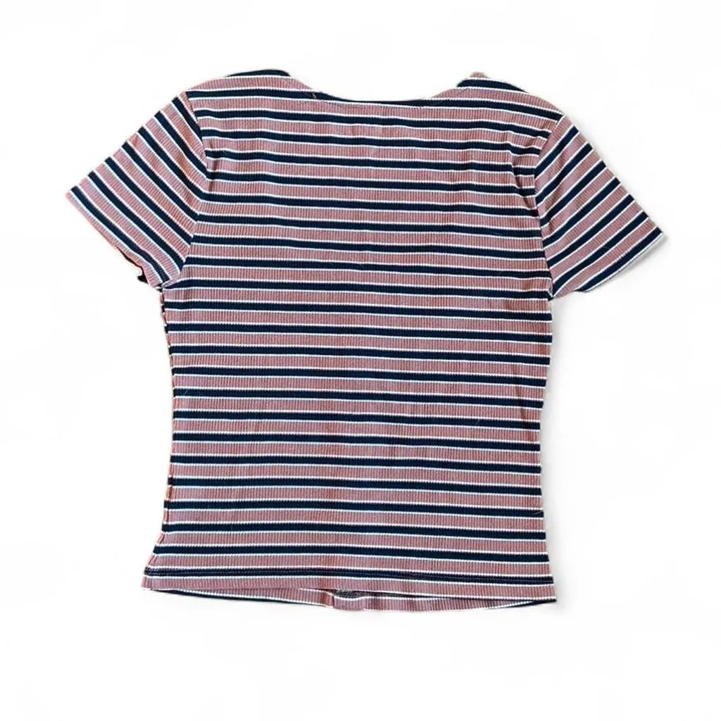 Aeropostale Aero Seriously Soft Button-Front Stripe Crop Top size M - Image 3