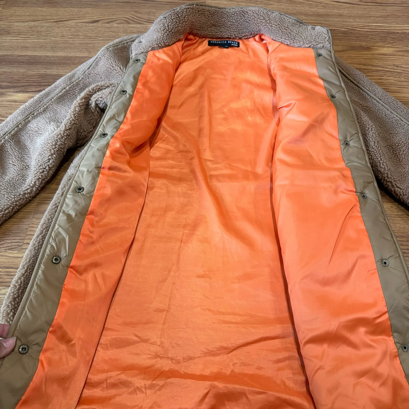 VERONICA BEARD mid thigh Tan Sullie Sherpa Teddy Coat size L Brown Size L - Image 9