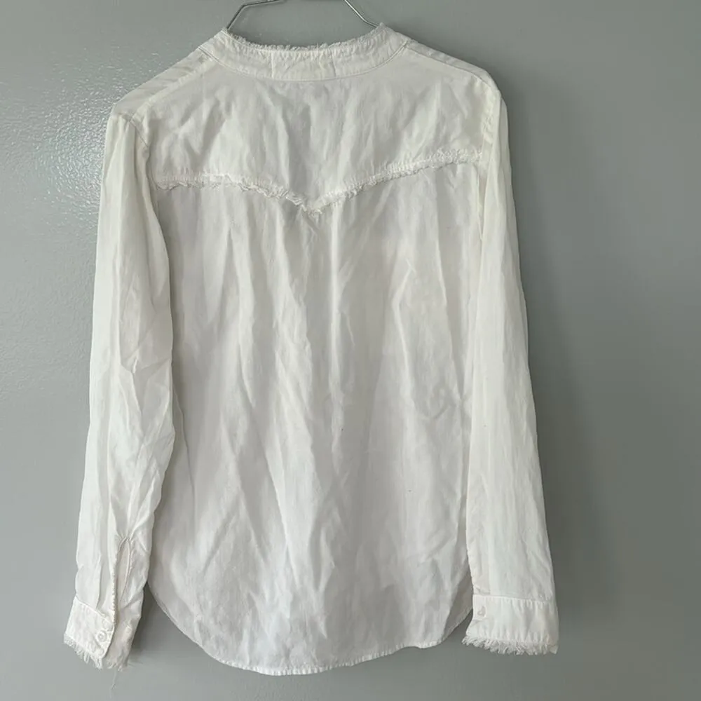 Cloth & Stone  Tencel Button Down Shirt  Raw hem and pockets Size Small White - Image 7