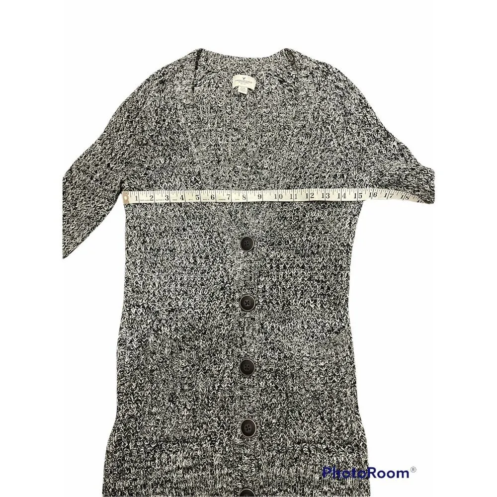 American Eagle cardigan sweater black white chunky knit size medium - Image 5