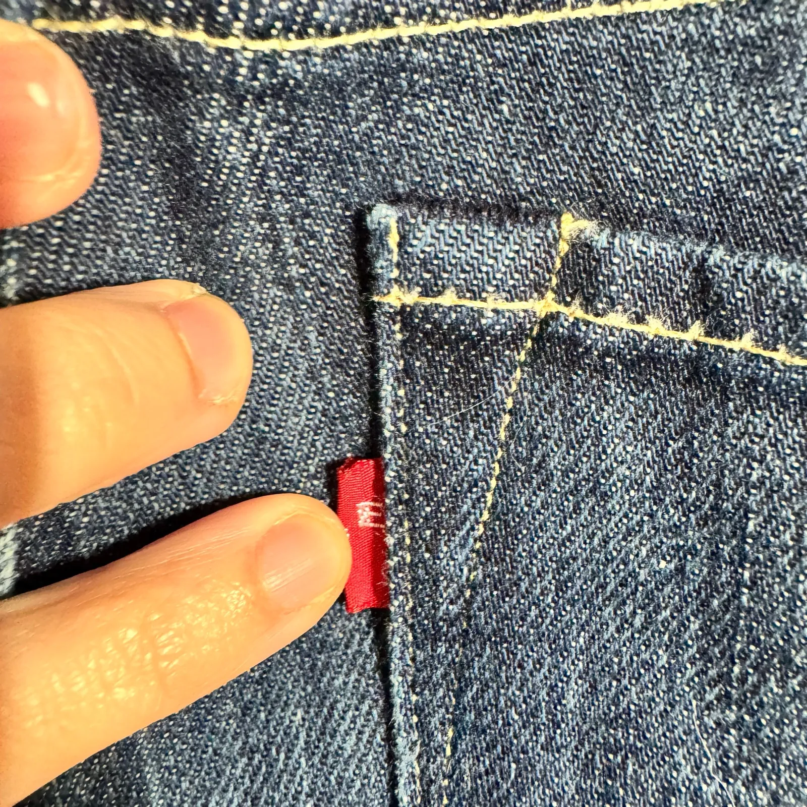 Levi Capital E Ruler Low Slim Straight Jean Women 30 Blue Dark Wash Made in USA - Image 5