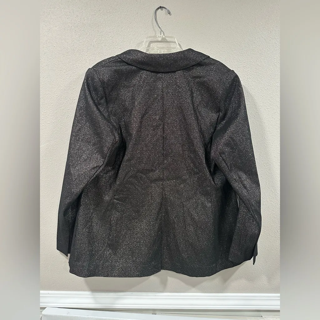 NWT $89 Lane Bryant Black Gold Metallic Sparkly Bryant Blazer Jacket Size 16 - Image 6