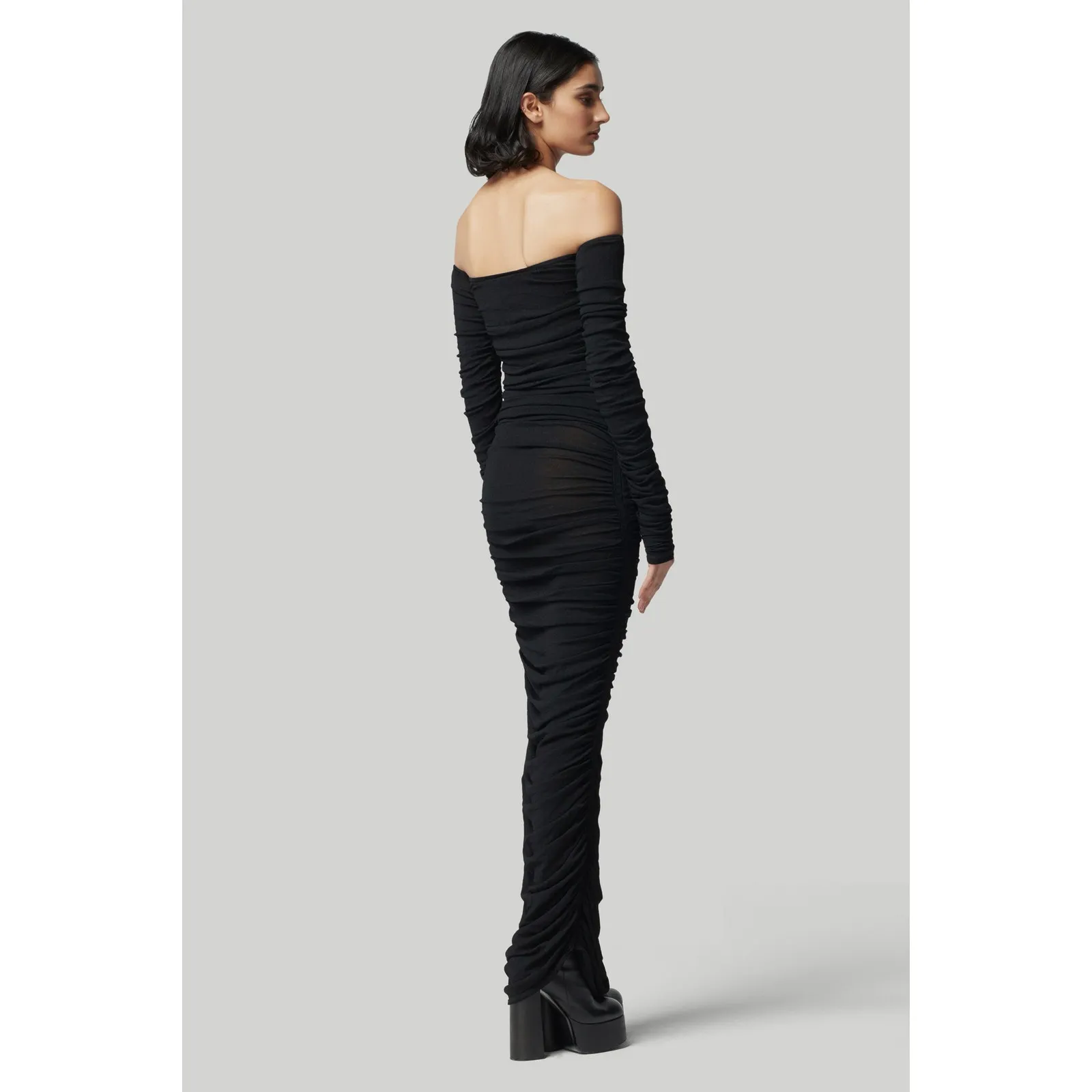 Altuzarra Trikera Off-Shoulder Jersey Maxi Dress sheer long sleeve black size XS - Image 4