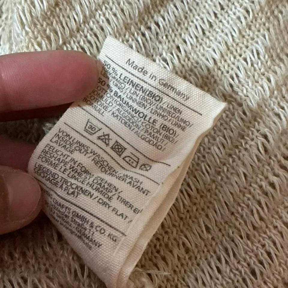 Living Crafts Linen Cotton Blend Open Front Cardigan Sweater Beige Size S - Image 5