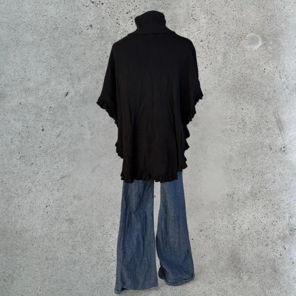 2000s Black turtleneck poncho - Image 6