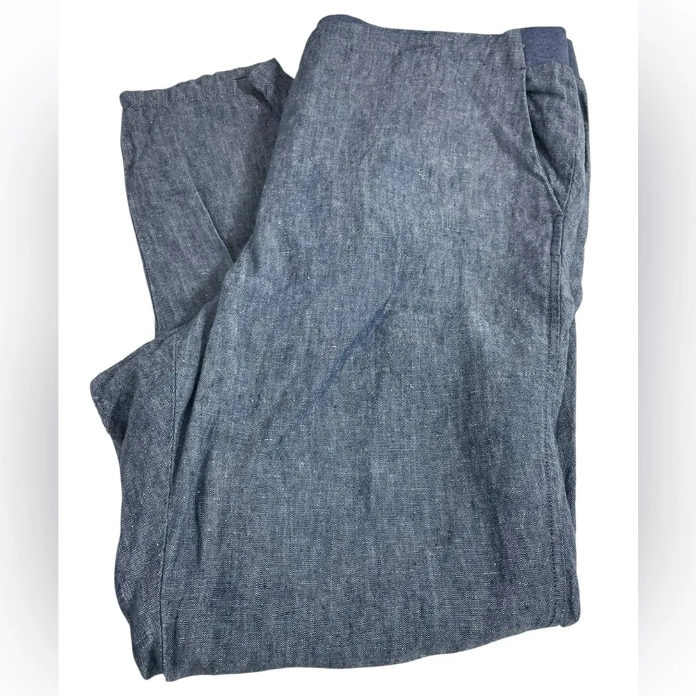 J. Jill Love Linen 100% Linen Blue Chambray Cropped Pull - Image 3