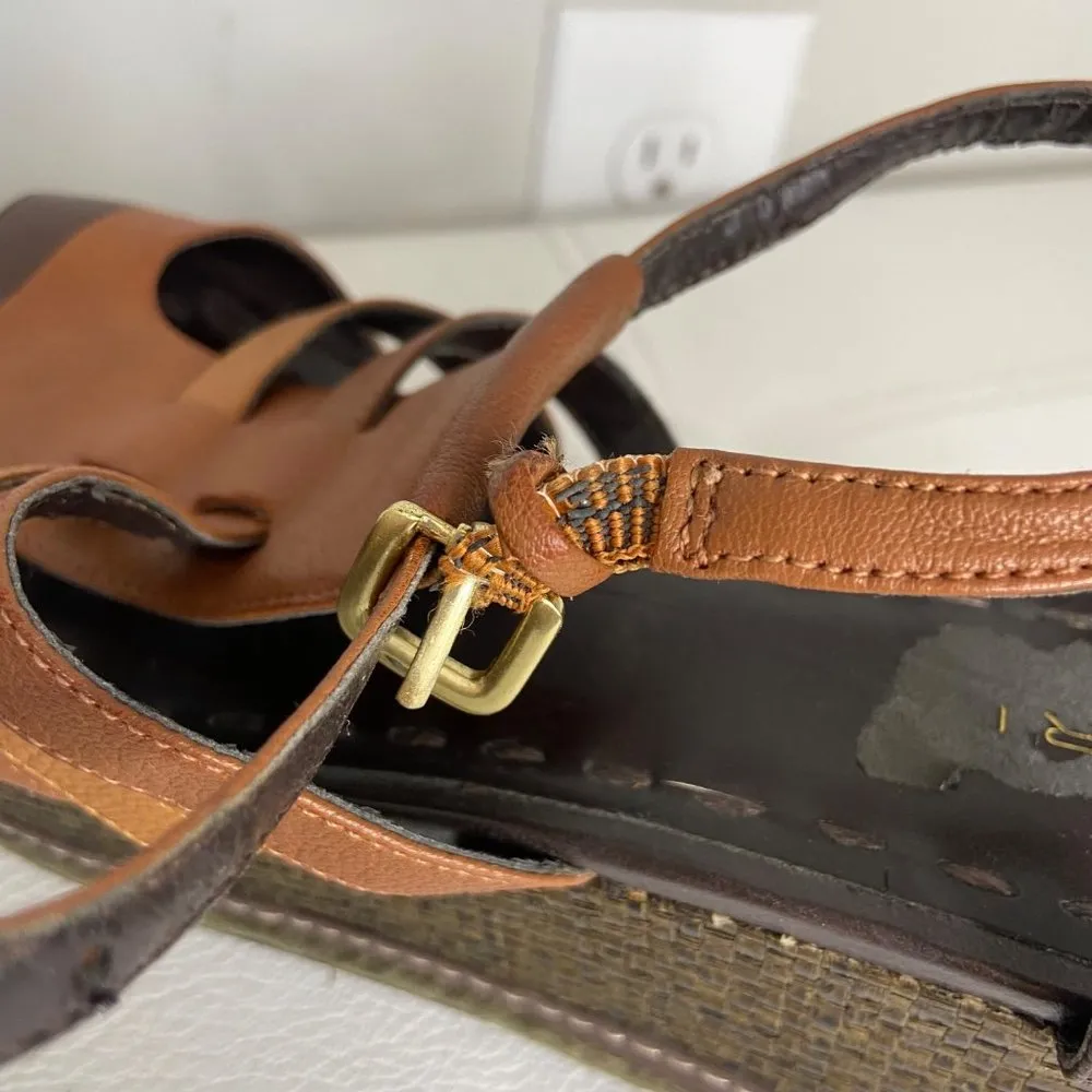 Tahari Jane Brown Leather Espadrille Platform Sandal Size 9.5 - Image 12