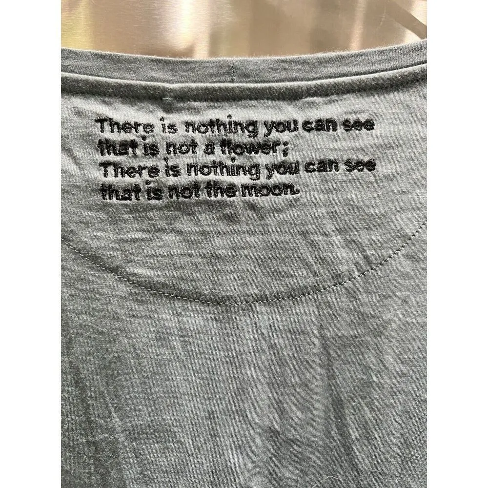 Valentino Hibiscus Floral Appliqué Stone Blue Tshirt Women’s Large - Image 5