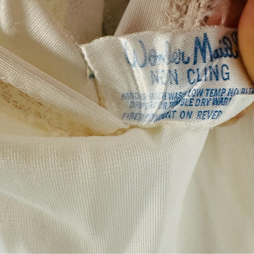 Vintage Wonder Maid Women Elegant Cream Lace Slip Dress Adjustable Strap Size 34 White - Image 10