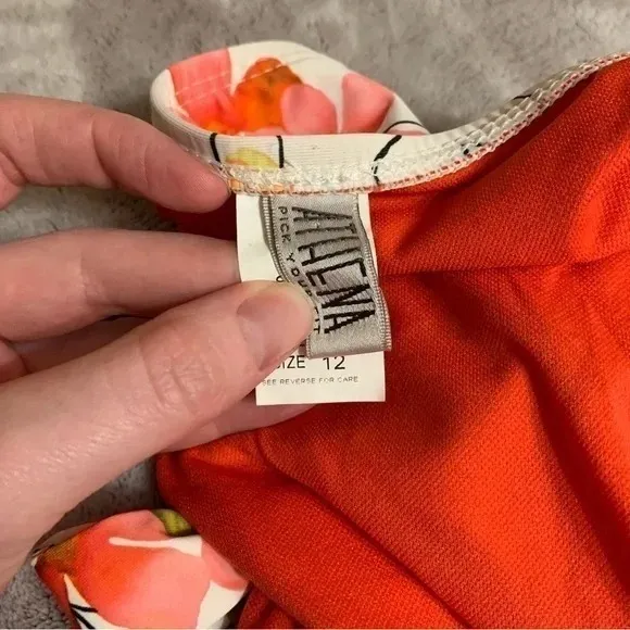 Athena Bikini Bottoms Womens 12 White Floral Tie Side Swimsuit‎ Beachwear Summer - Image 3