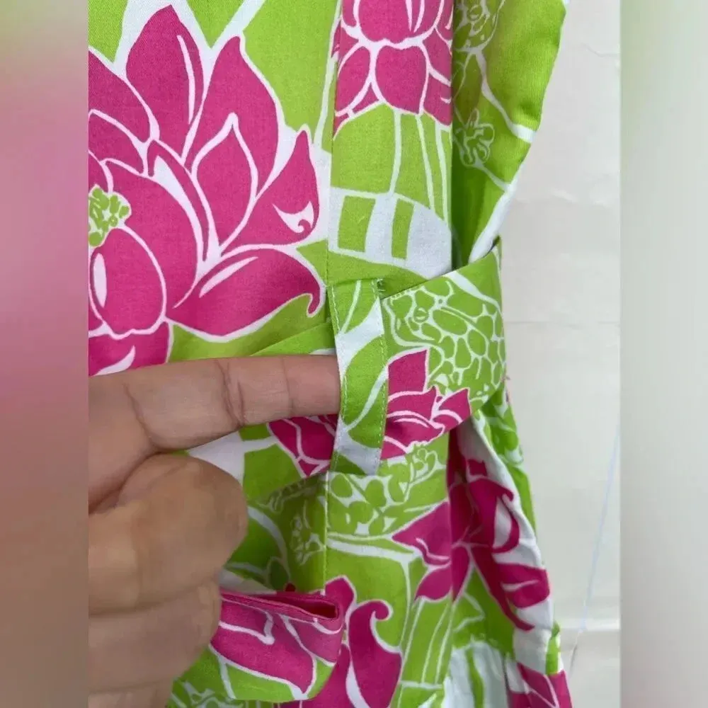 COPY - Lilly Pulitzer Green Pink Lily Frog Floral dopamine dressing rockabilly … - Image 9