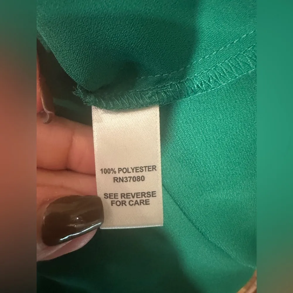 Cato Cold Shoulder Tank Ruffle Sleeve Green Top Size Small - Image 8