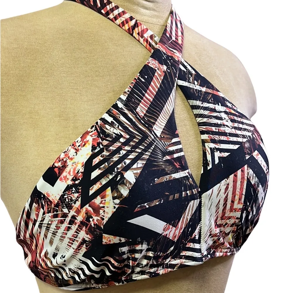 Express Bikini Top Swim Black Abstract Geometric Swimsuit XS New - Image 2