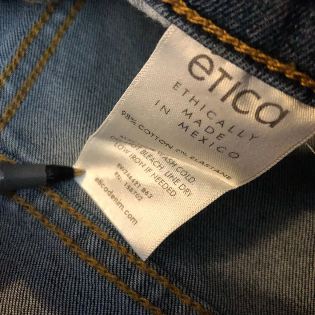 Etica Womens Anya High Rise Modern Flare Jeans Raw Hem Stretch Northport Wash 31 Blue - Image 5