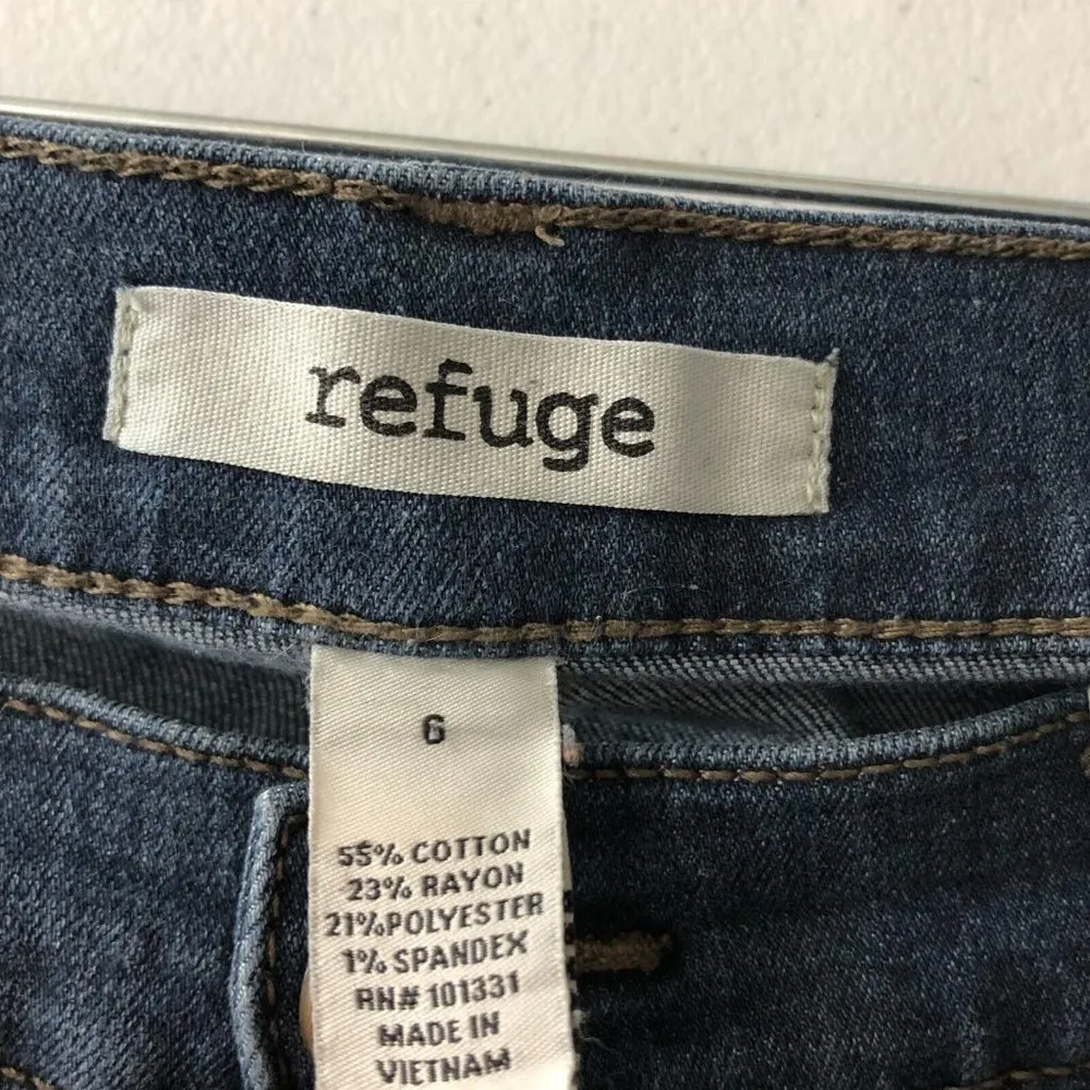 Refuge Womens Jeans Skinny Dark Wash Distressed Stretch Size 6 - Image 4