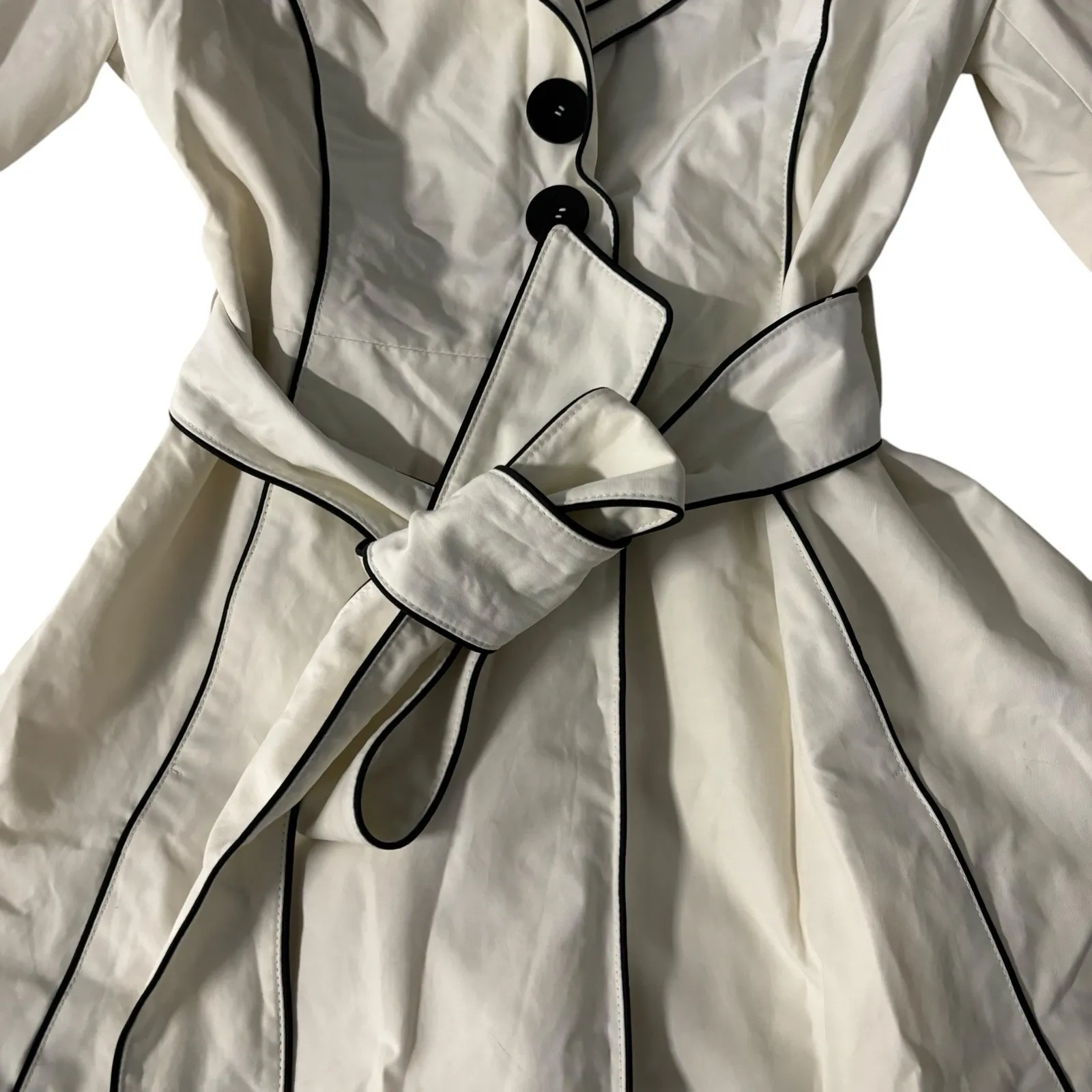 Laundry by Design Large White Black Belted‎ Trench Coat Rain Jacket* - Image 6