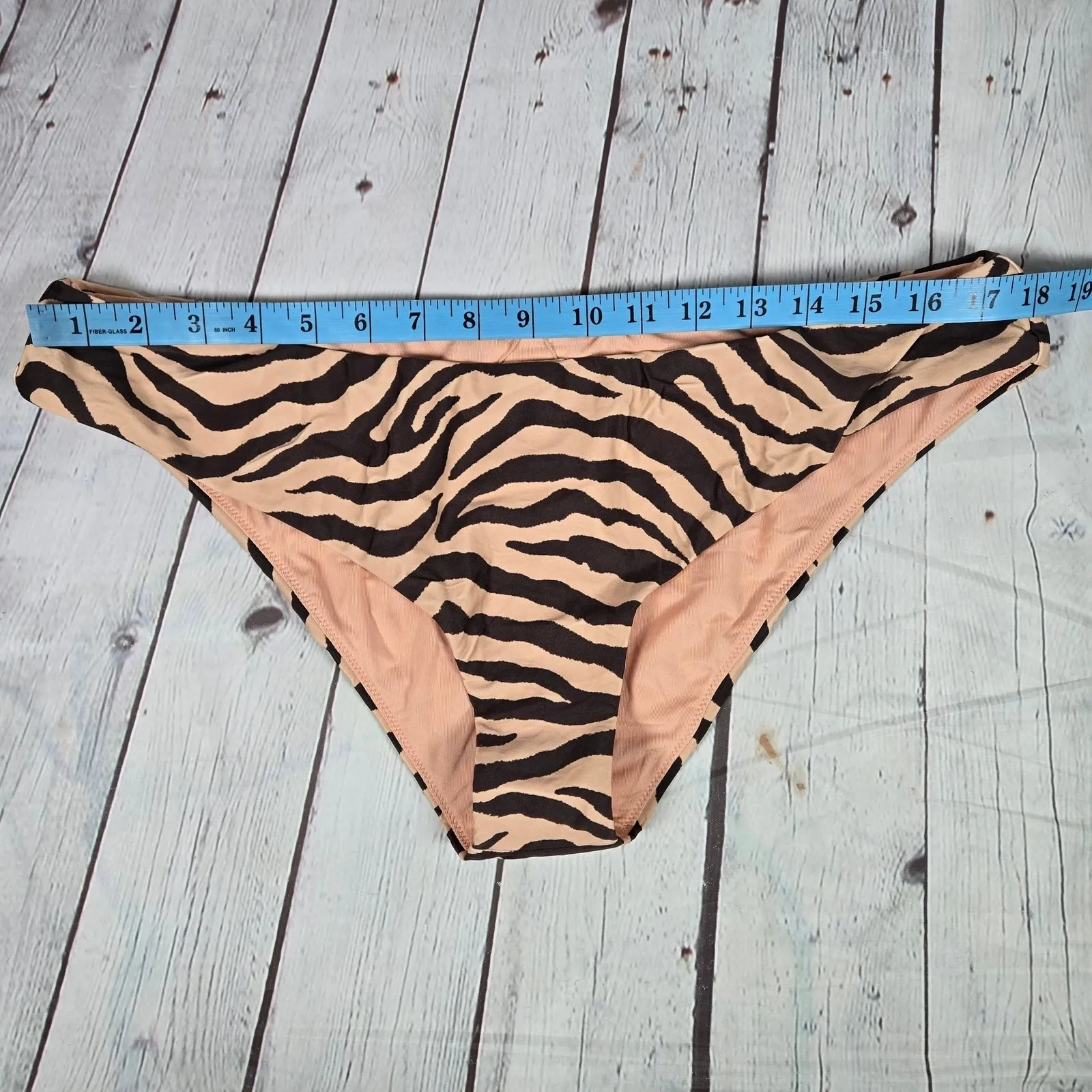J. Crew‎ Curved-waist cheeky bikini bottom in zebra stripe XXL NWT - Image 8