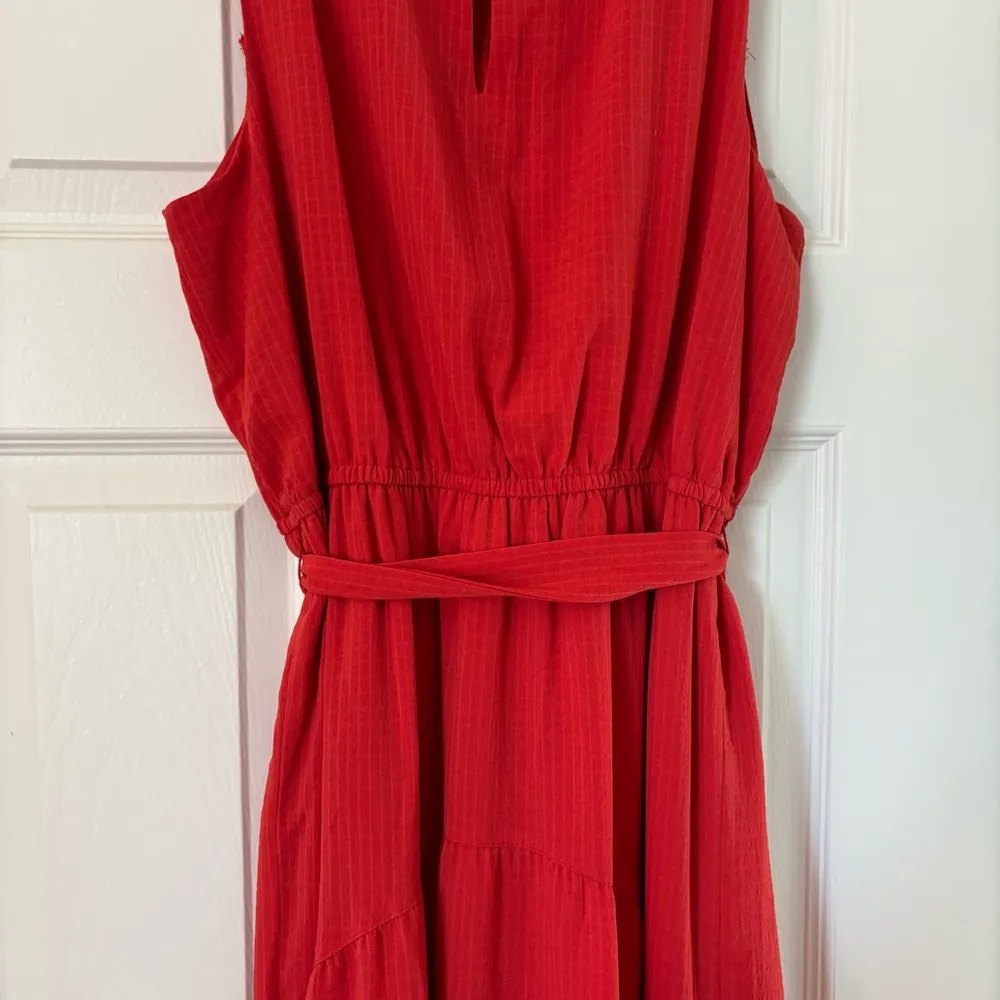 Simply Vera Vera Wang Rouched Halter Dress Red M High Low Asymmetric Sleeveless - Image 5