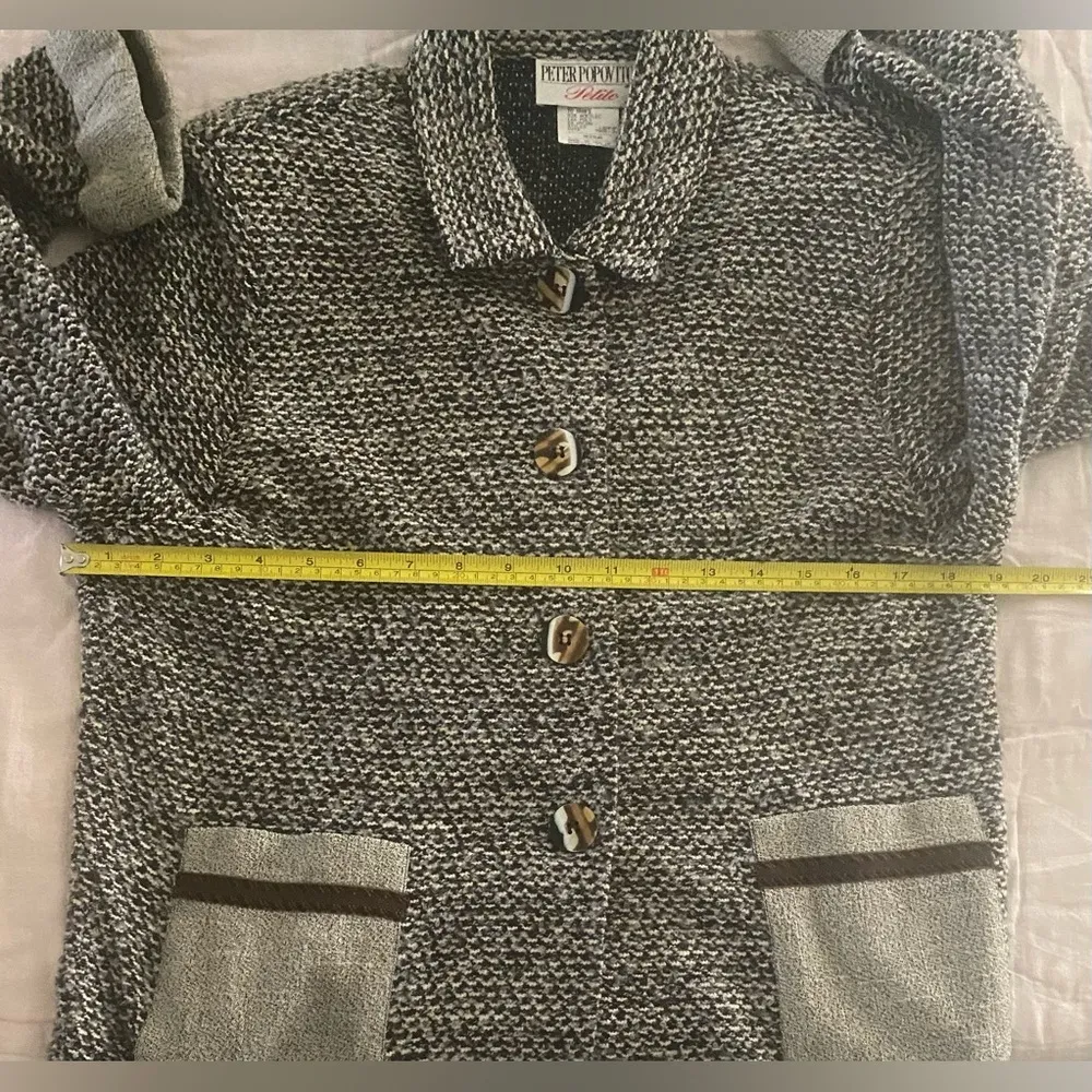 Peter Popovitch Womens Blazer Size Petite Medium MP Black Brown Y2K Vtg 90s - Image 14