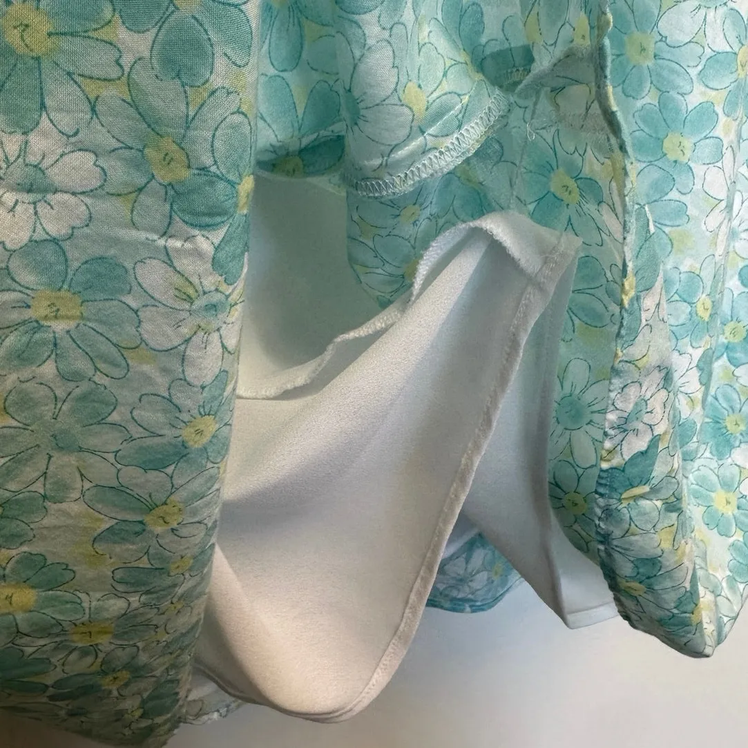 Tyler Boe Aqua Daisy Floral Midi Skirt Cottage Fairy Coastal Granddaughter Sz 8 Blue - Image 8