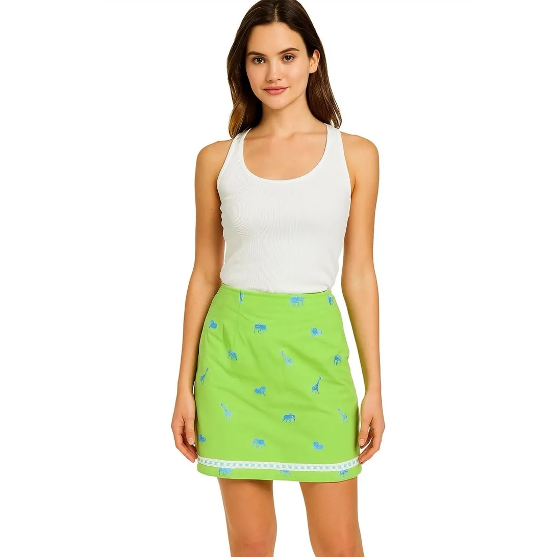 Vintage Lilly Pulitzer White Label Embroidered Safari Skirt Size 0 Preppy - Image 14