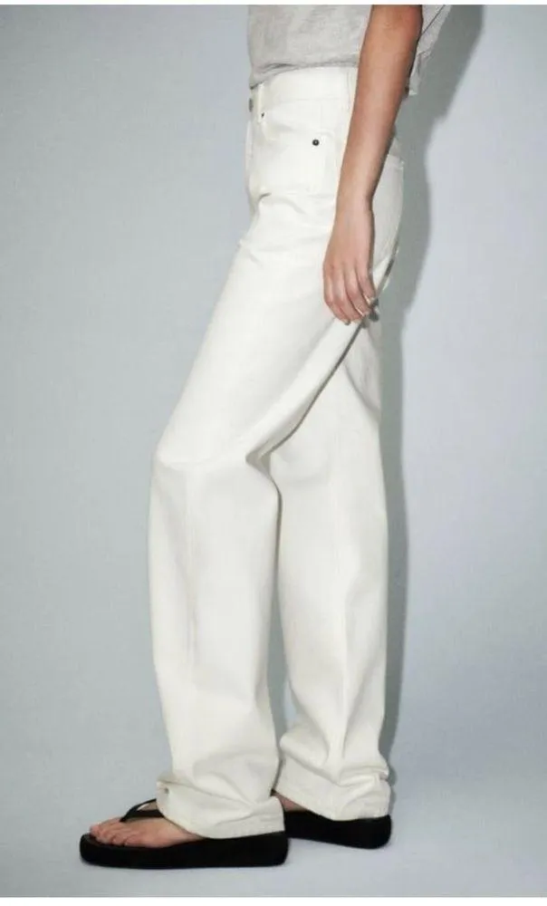 ZARA Boyfriend Jeans - White Oyster - Size 8 - Image 2