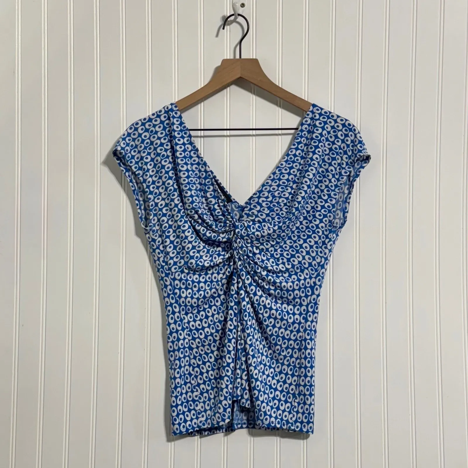 Donna Morgan Y2K Two Piece Set 12 Blue White Geometric Mod Retro Skirt Top L - Image 11