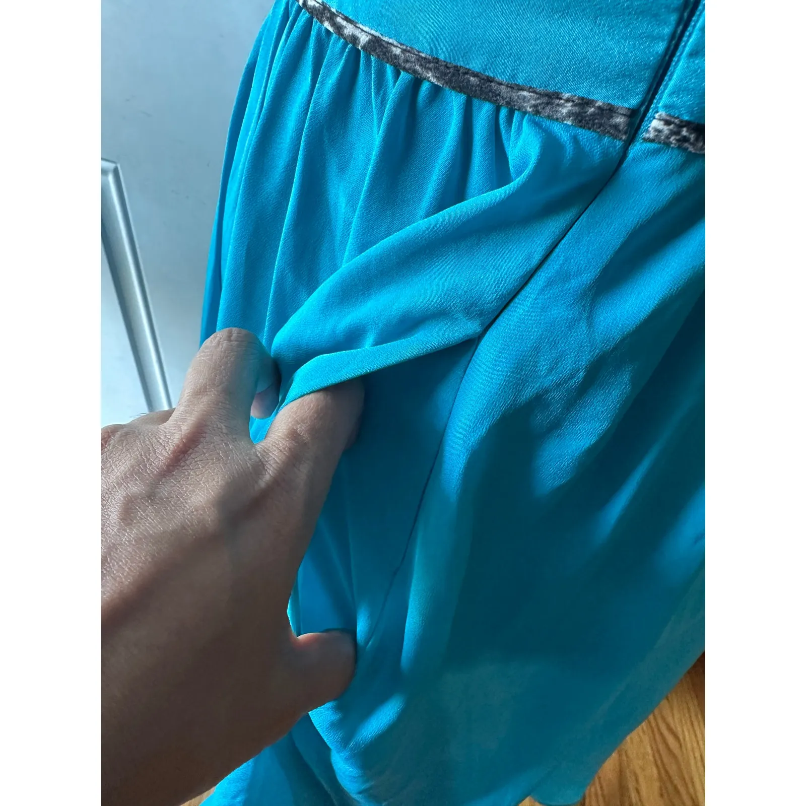 Armani Exchange Reversible Mini Dress Teal Sleeveless Keyhole Neckline - Image 5