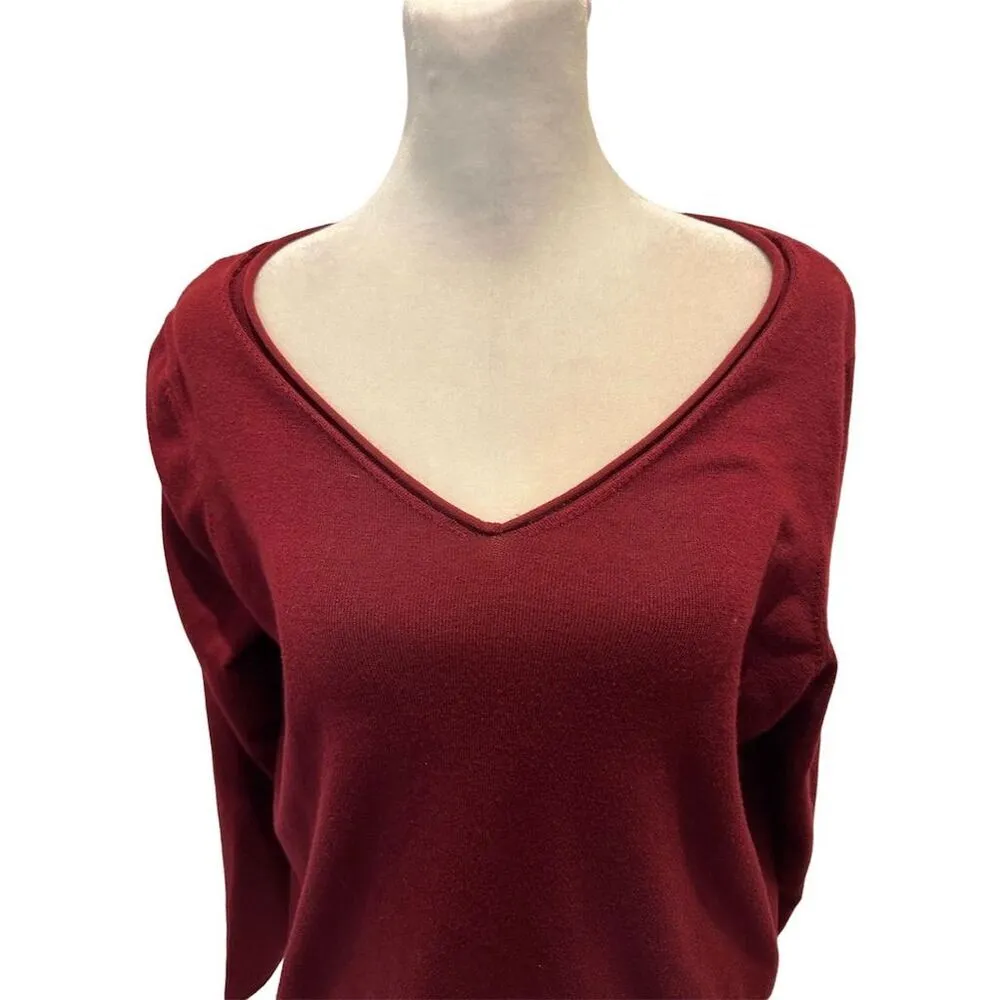 Chico's Women's V-Neck Pullover Sweater Red Long Sleeve Size M - Image 2