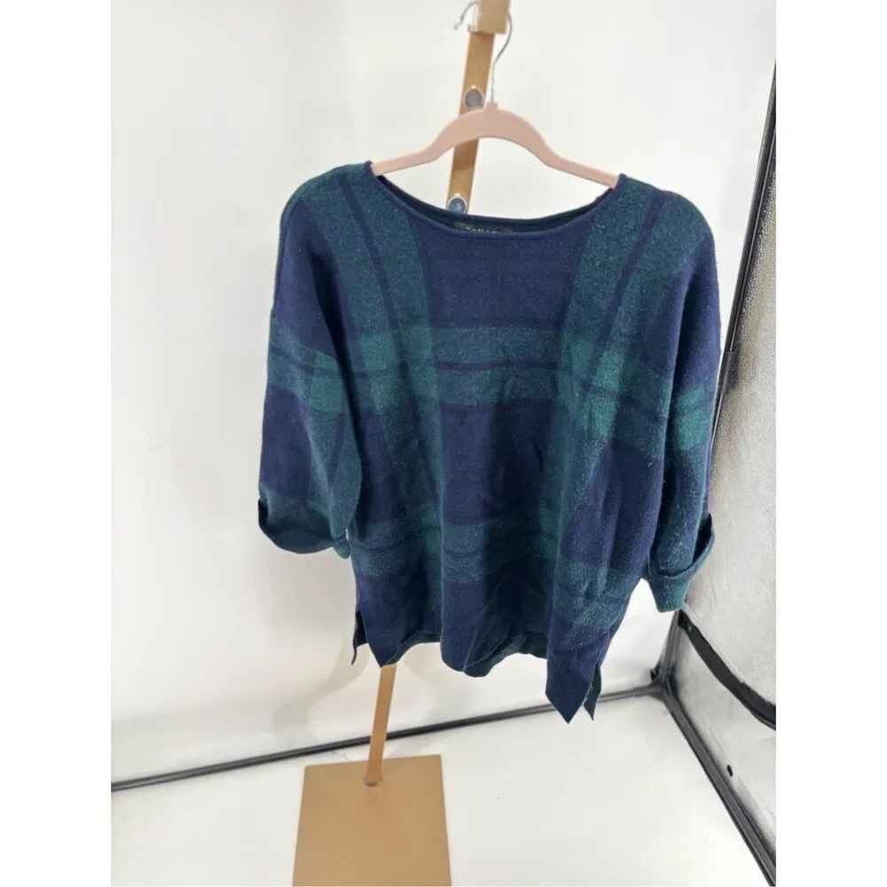 Tahari Women's Blue Green Plaid Long Sleeve round neck pullover sweater Size 1X - Image 7