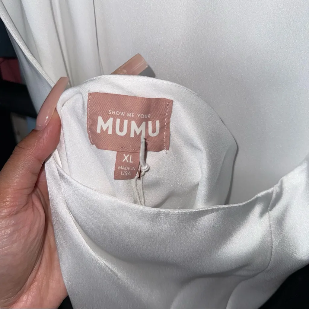 Show Me Your Mumu Jasmine Halter Mini Dress Ivory Luxe Satin - Image 13