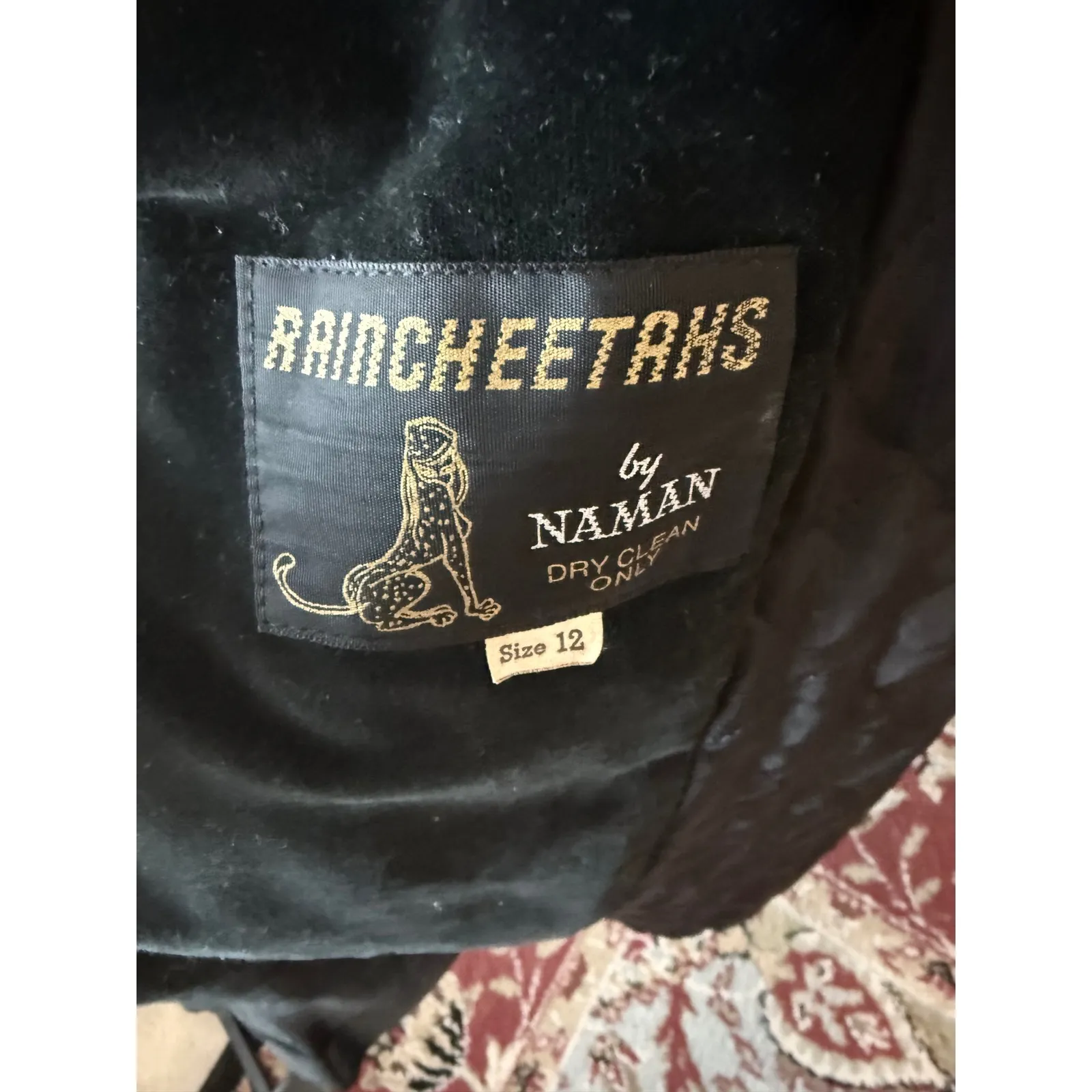 VTG Raincheetahs Black Velvet Faux Fur Long Opera Coat Belted Sz 12 Penny Lane - Image 5