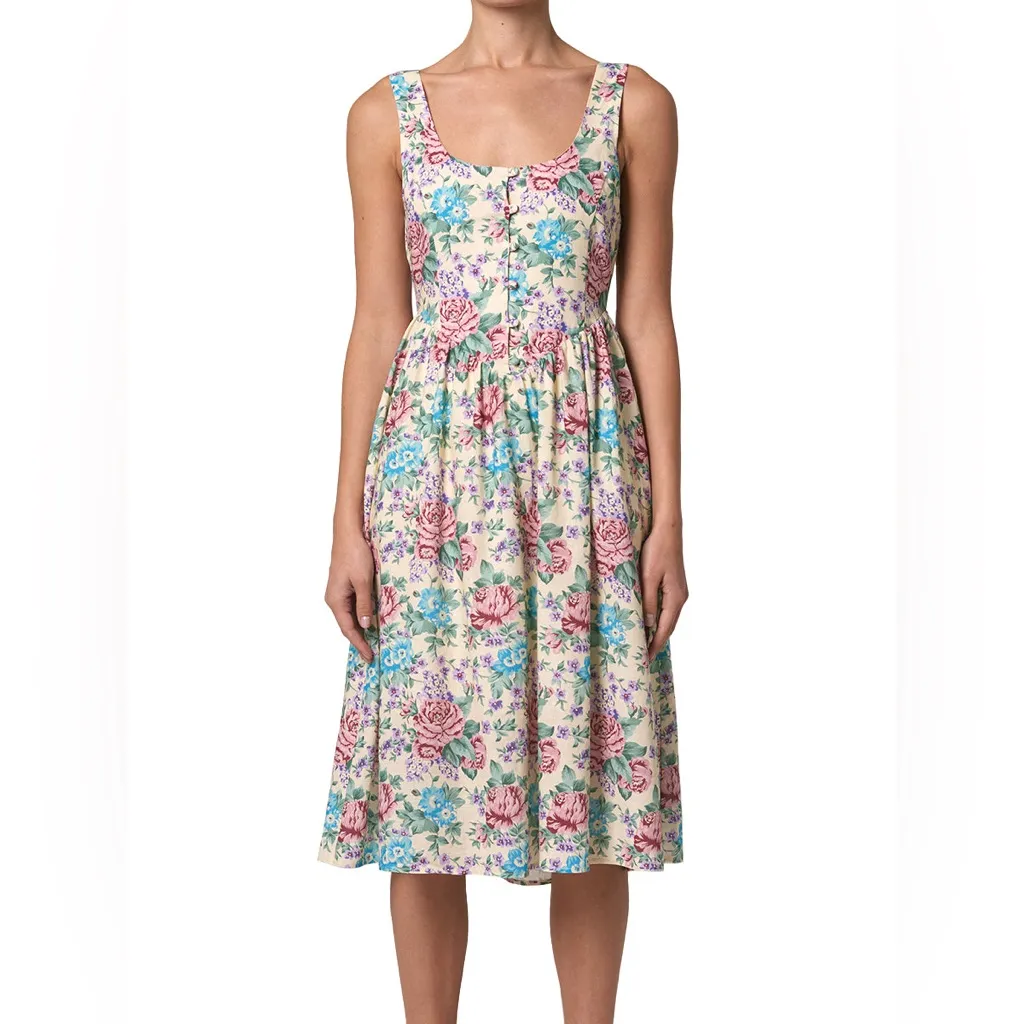 Rolla's Leonie Rosette Dress‎ Buttercream Yellow Basque Waist Size Large - Image 3