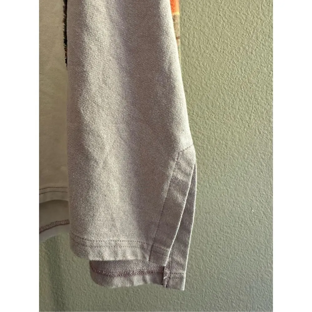 easel Size S (Oversized)  Los Angeles Button Front Color Mixed Washed Top in Oat - Image 8