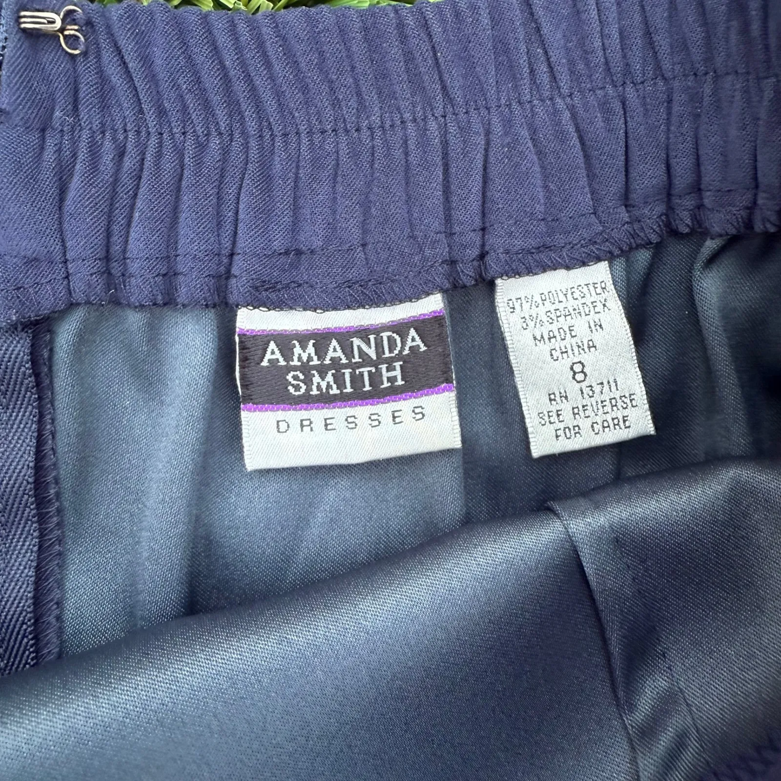 Amanda Smith Y2K 8petite Color Block faux Suede Blazer Suit Set 2tone blue - Image 3