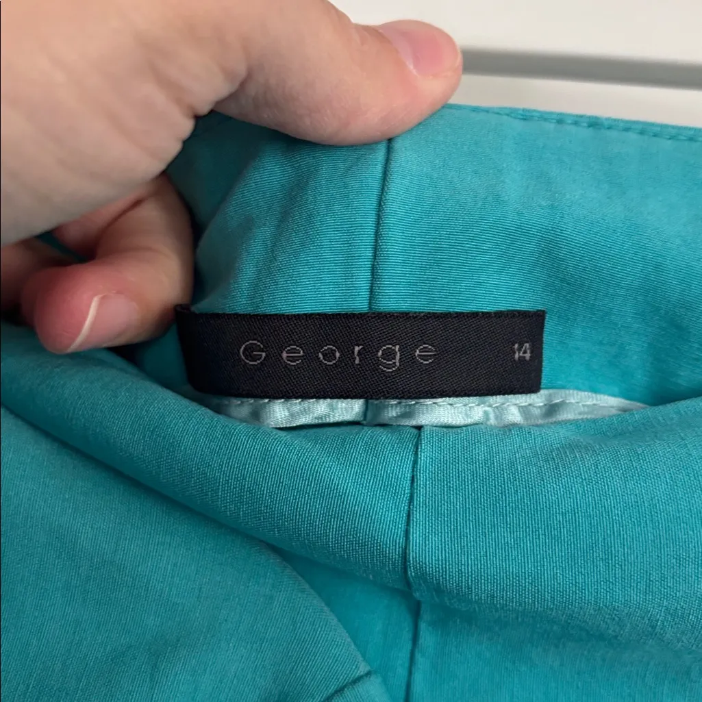 Vintage George Turquoise Pantsuit Set Blue Size 12 - Image 3
