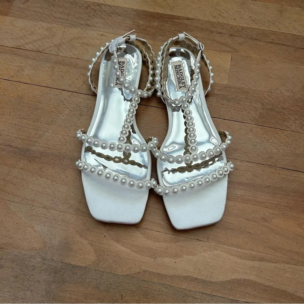 Badgley Mischka Cami Pearled Gladiator Flat Sandal - Image 5