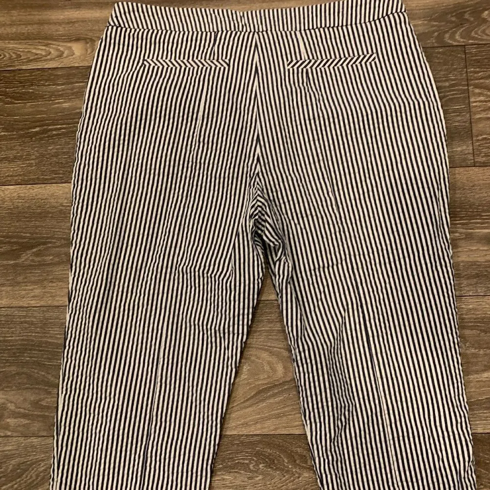 Sandro 100% Cotton Seersucker Capri Pants Size 10 - Image 3