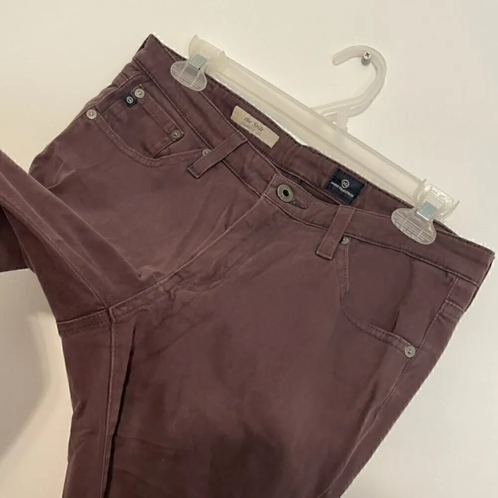 AG ADRIANO GOLDSCHMIED Brushed Sateen Stilt Cigarette Leg Plum Brown Skinny Jean - Image 7