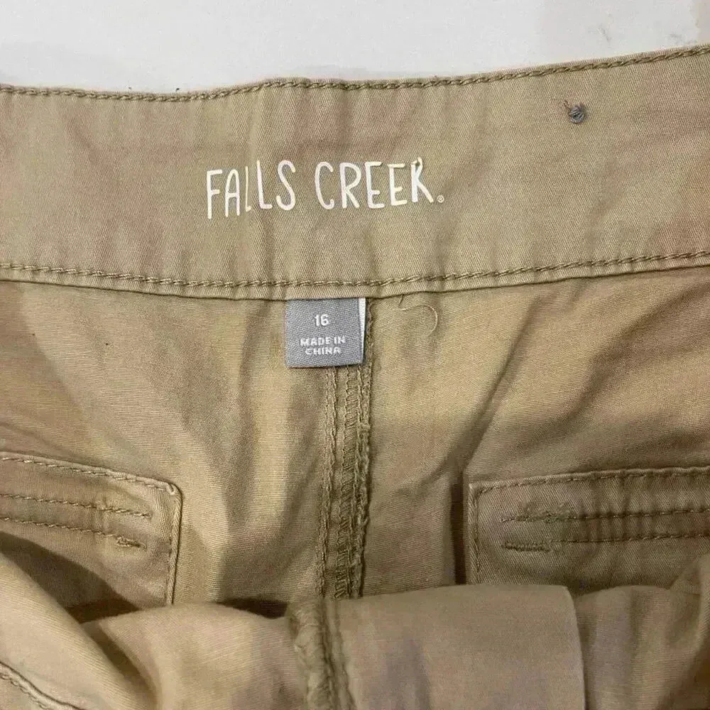 Falls Creek Tan/Beige Straight Leg Utility Work Pants Women's 16 Casual Outdoors - Image 3