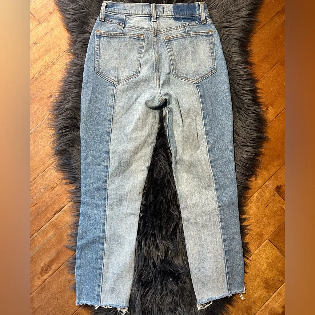 Abercrombie & Fitch The Mom High Rise Two Tone blue Jeans Size - Image 3