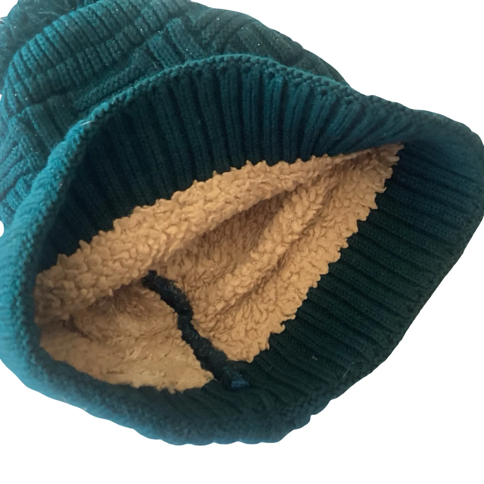 Sherpa Lined Pom Beanie Green - Image 2