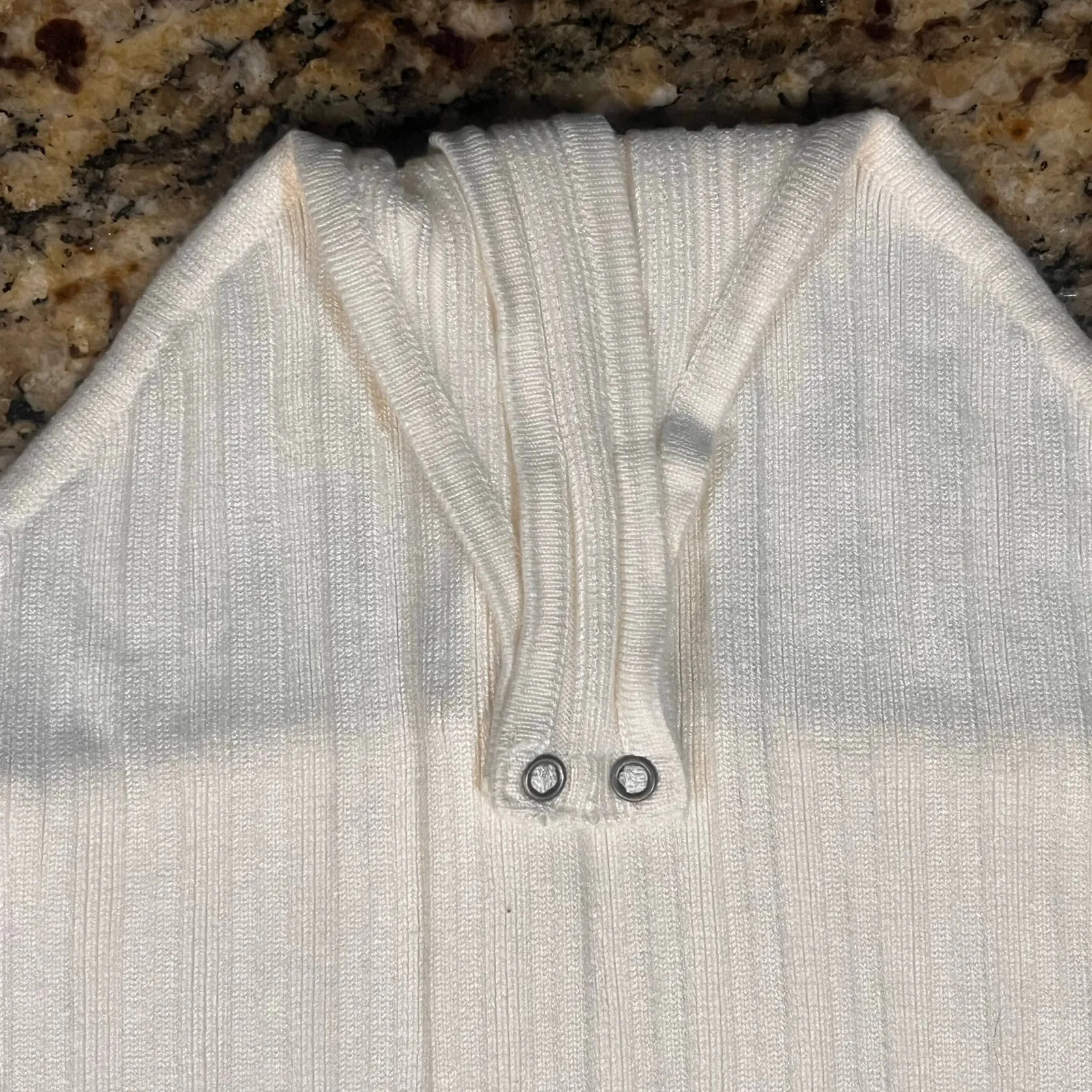 Abercrombie and Fitch Womens XL Body Suit Ivory Long Sleeve Ribbed Cotton‎ - Image 7