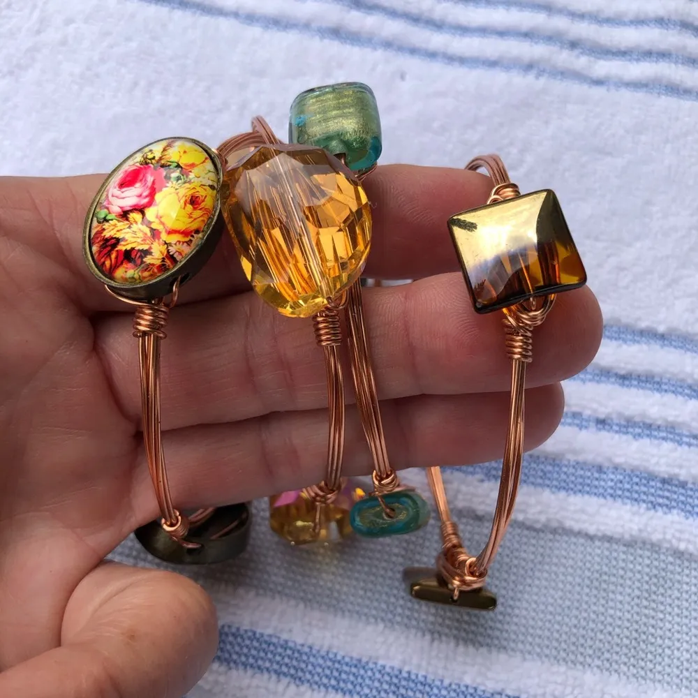 4 Handmade Copper wire stone bracelets Bourbon & Bowties - Image 3