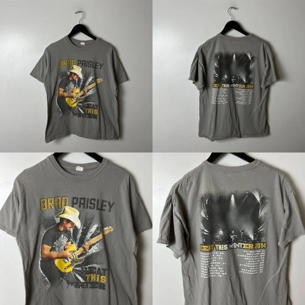 Brad Paisley Country Rock Music Tour Graphic T Shirt Medium Tee Unisex Fit Gray - Image 12