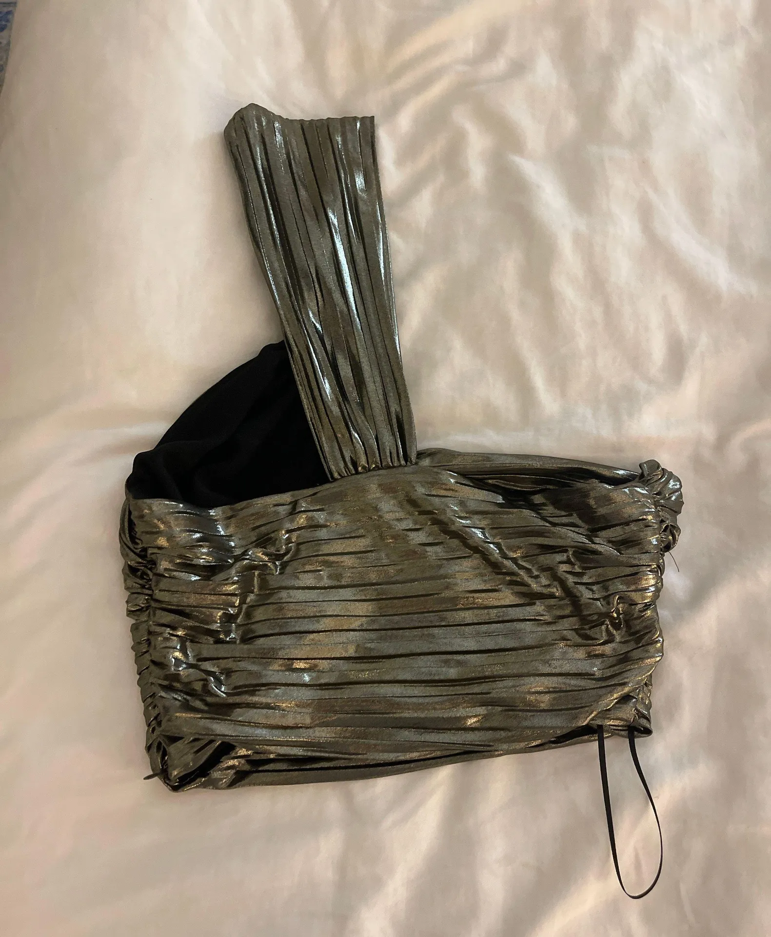 ZARA Metallic One Shoulder  Top - Image 2