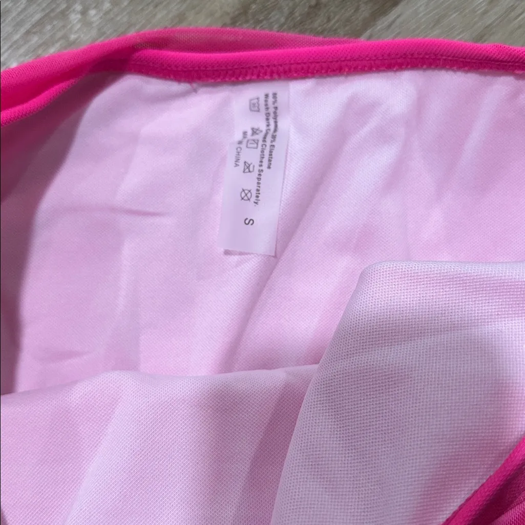 NWT ruched mesh high waisted swim skirt Pink - Image 2
