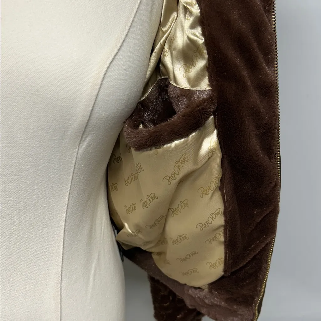 Rocawear Y2K Brown Puffer Jacket Down Fill Fur Hood 2000s Streetwear Size Small - Image 7