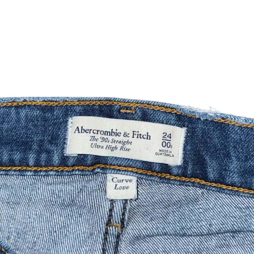 Abercrombie & Fitch Curve Love 90s Straight Ultra High Rise Jeans Sz 24/00 Short - Image 7